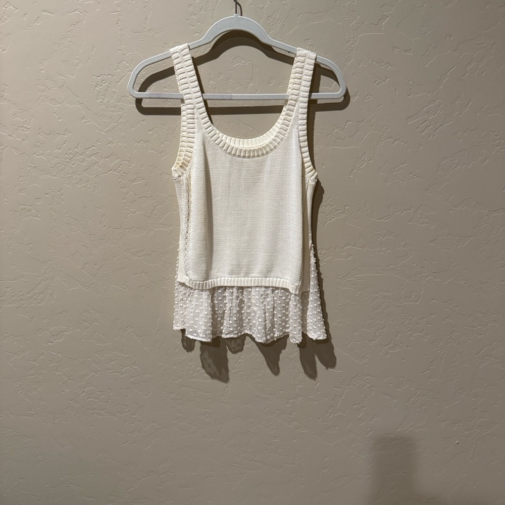 Club Monaco Cream Textured Tank Top